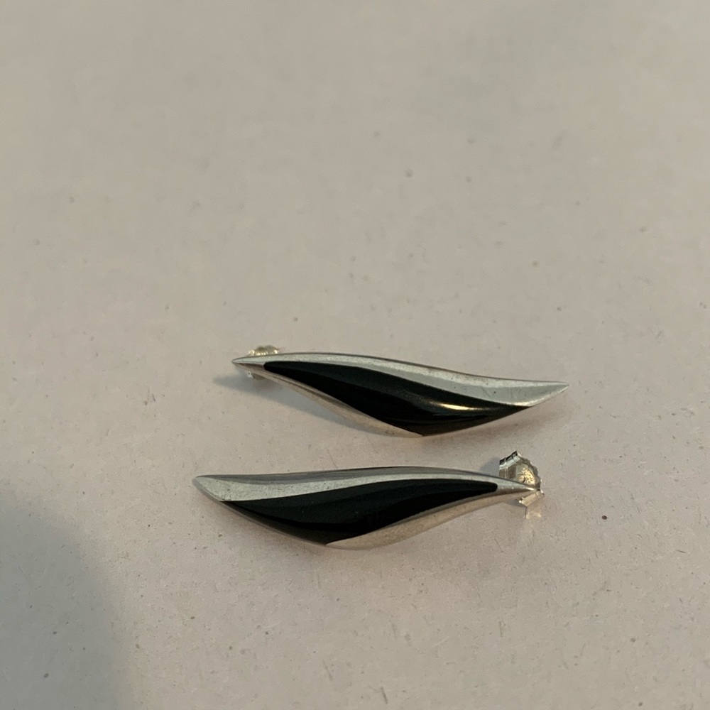 Vintage Sterling and Onyx Earrings
